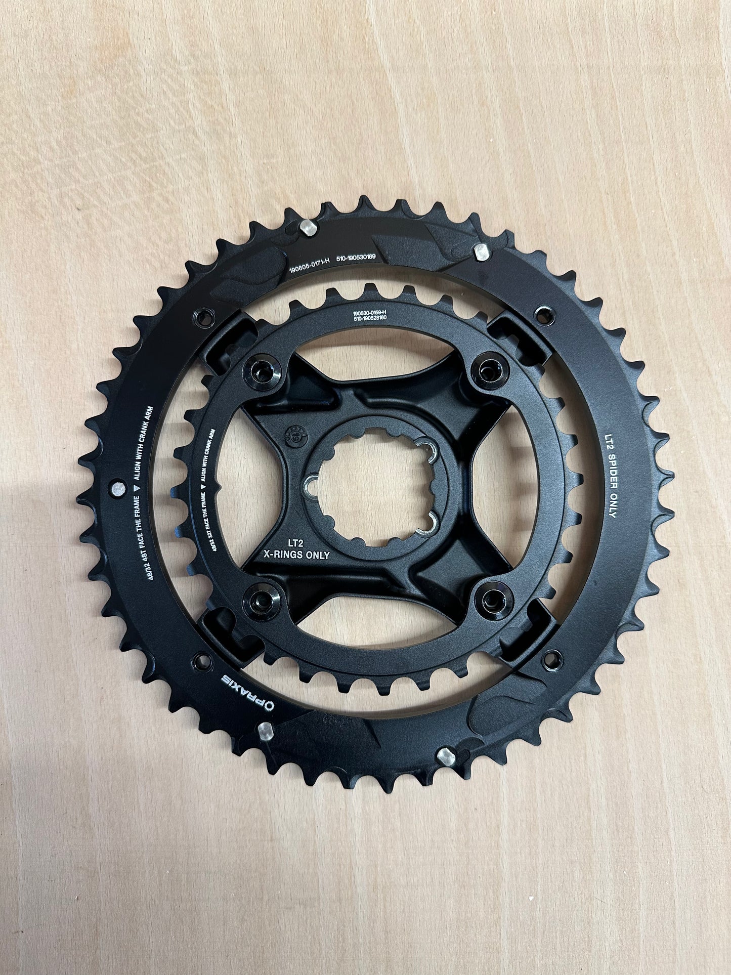 Praxis LEVATIME II 2x11-speed 48/32t Gravel Crank Chainrings With Sram Direct Fit Spider