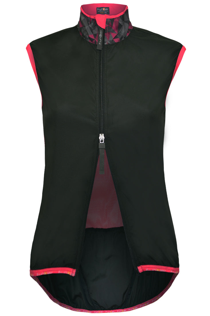 Funkier Cobina Ladies Windbreaker Gilet in Black/Pink X-Small