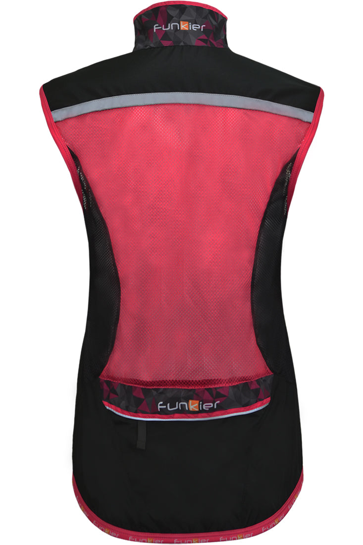 Funkier Cobina Ladies Windbreaker Gilet in Black/Pink X-Small