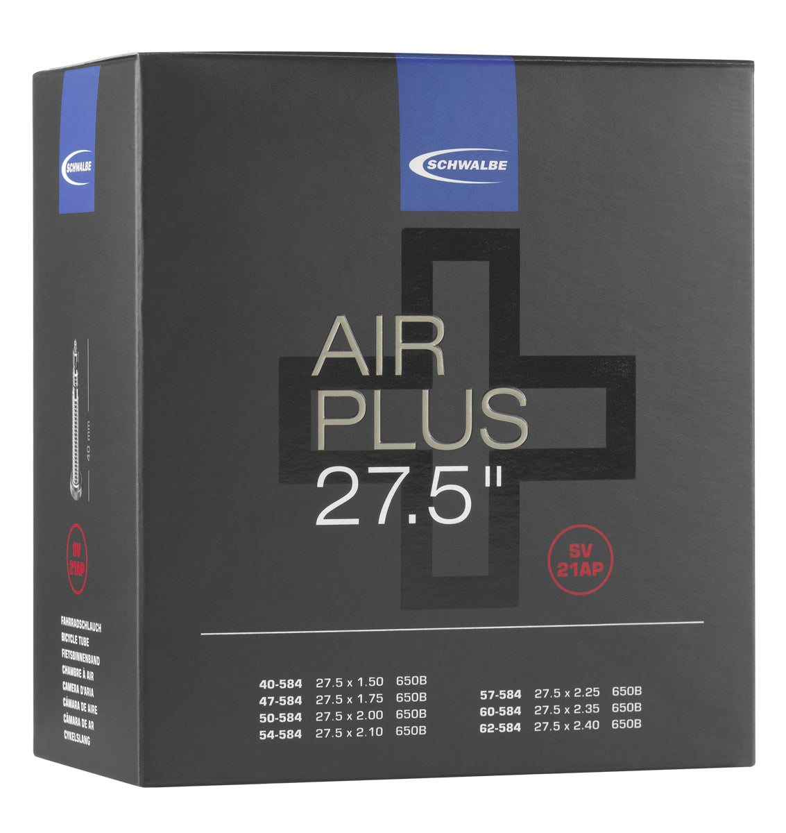 Schwalbe Air Plus Sv21ap 27.5 X 1.50" - 27.5 X 2.40" Presta Valve 40mm