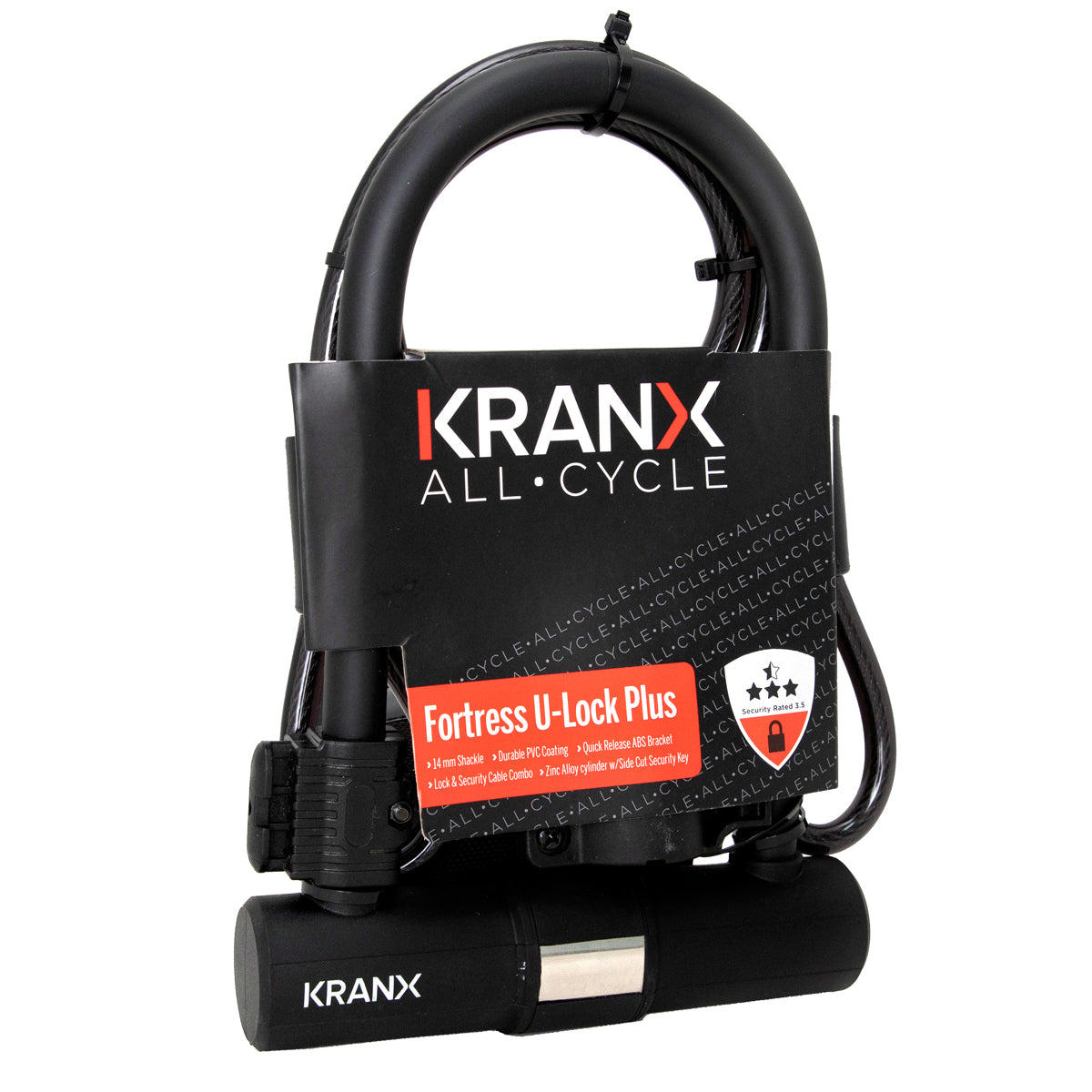 KranX Fortress Plus 14mm 265mm U-Lock With Security Cable