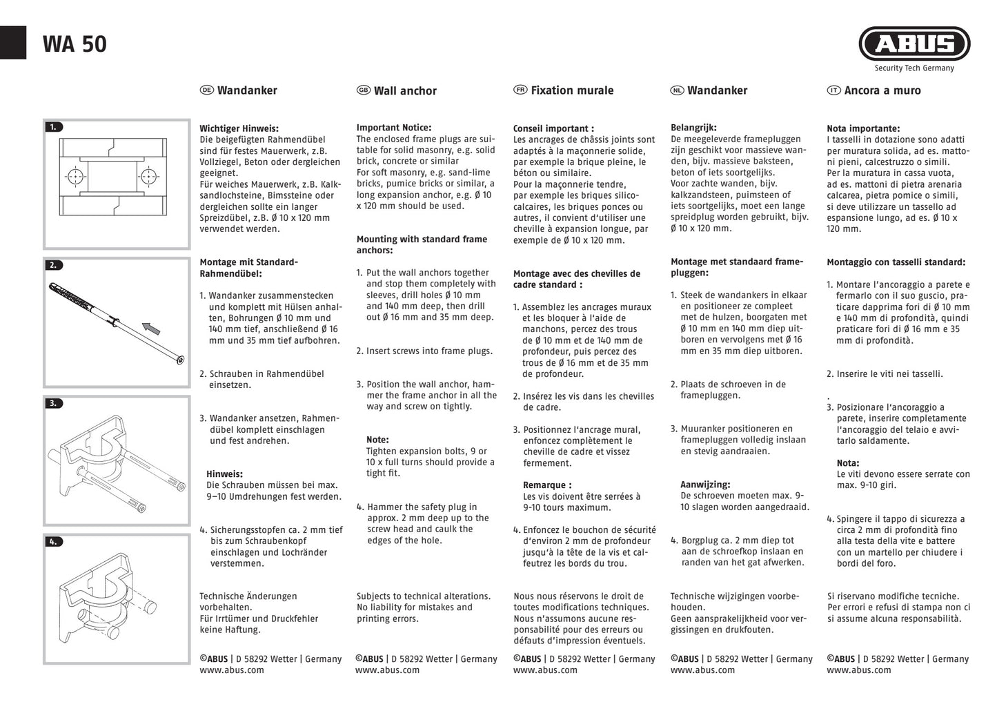 ABUS WA50 Wall Anchor