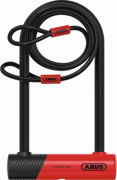 ABUS Ultimate 420 U-Shackle Lock 230mm + 10/120 Cobra Cable (Gold Sold Secure)