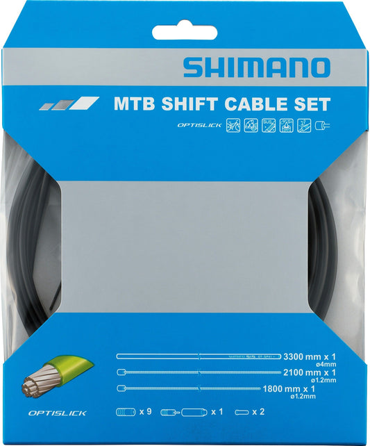 Mtb Gear Cable Set, Optislick Coated Stainless Steel Inners, Black Shimano Spares