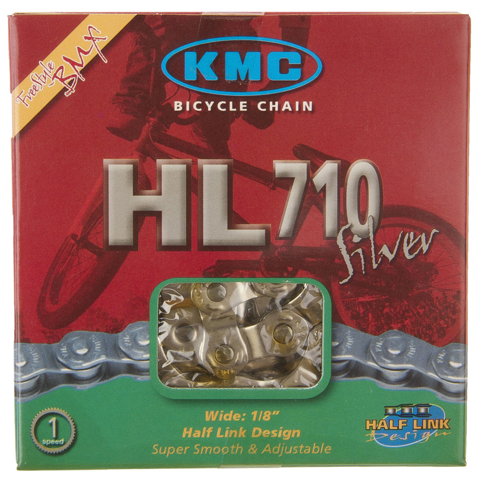 KMC HL1 - Half Link Nickel Plated BMX Chain in Silver (boxed)