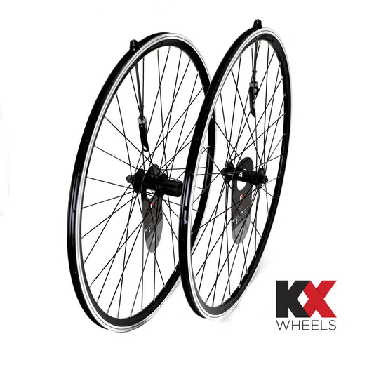 KX Pro Road 700c Q/R Sealed Bearing 8-10 Speed Wheels In Black