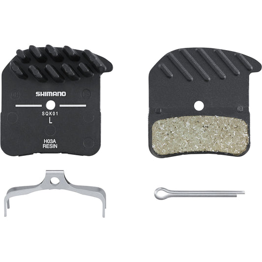 H03a Disc Pads And Spring, Alloy Back With Cooling Fins, Resin Shimano Spares