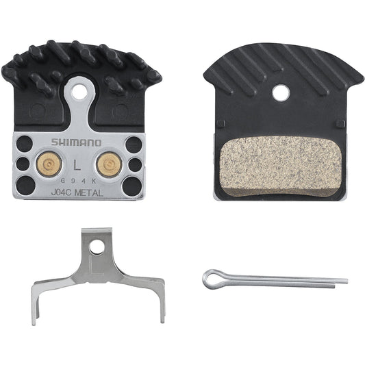 J04c Disc Brake Pads And Spring, Cooling Fins, Alloy Backed, Sintered Shimano Spares