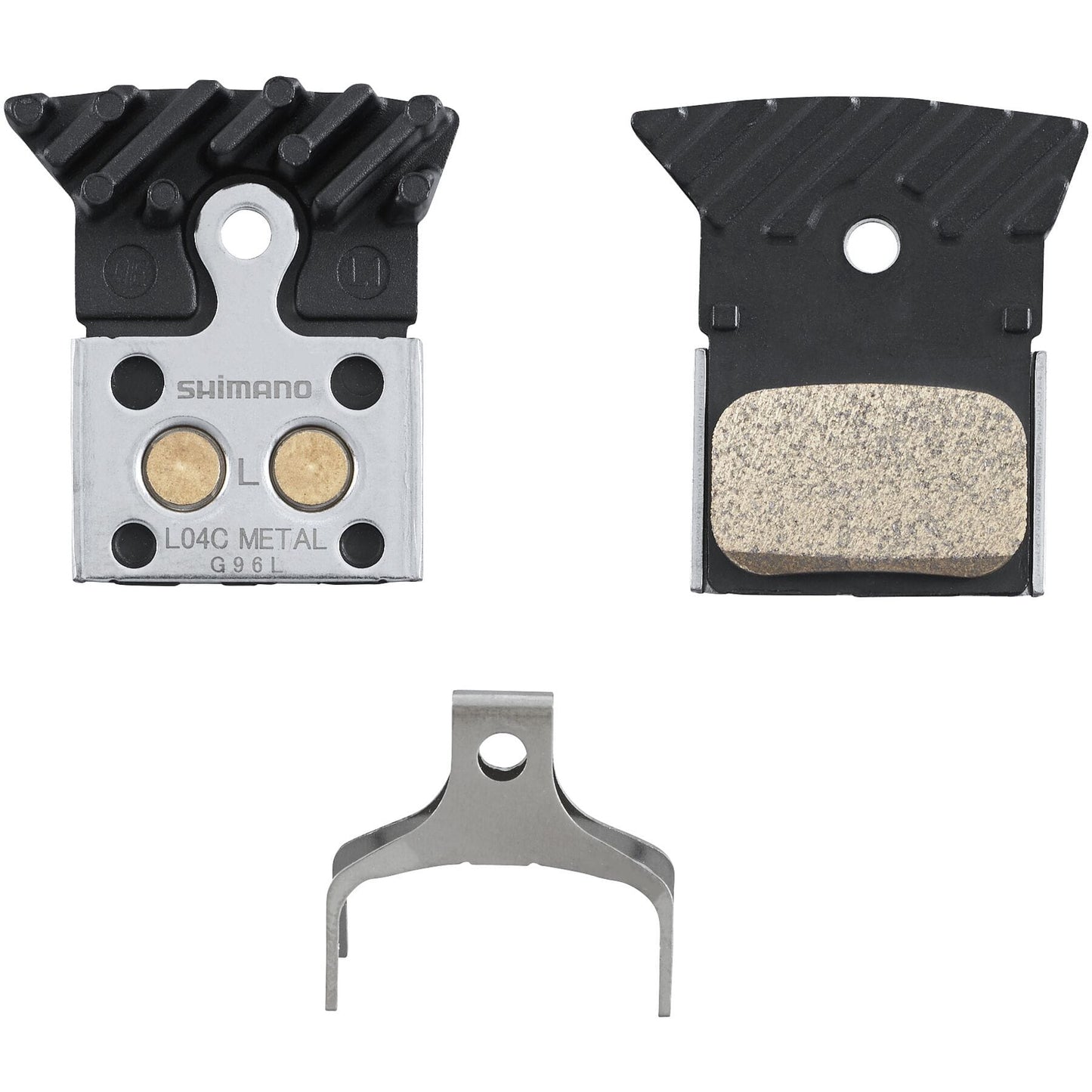 L04c Disc Pads And Spring, Alloy/Stainless Back With Cooling Fins, Metal Sintered Shimano Spares