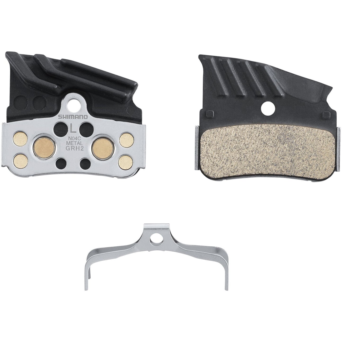 N04c Disc Pads And Spring, Alloy/Stainless Back With Cooling Fins, Metal Sintered Shimano Spares