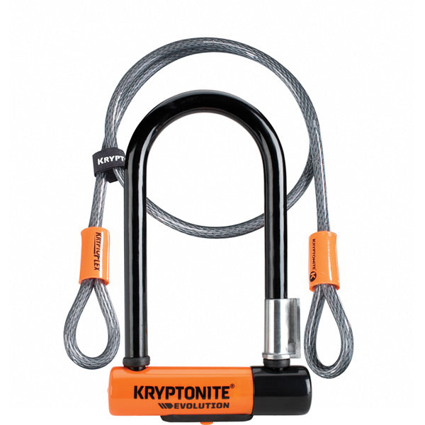 Evolution Mini 7 U-lock With 4 Foot Cable And Flexframe Bracket Sold Secure Gold Kryptonite