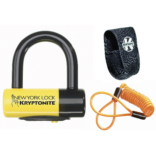 New York Liberty Disc Lock - With Reminder Cable - Yellow Sold Secure Gold Kryptonite