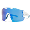 Stealth Gloss White Sunglasses - Blue Mirror Lens