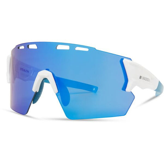 Stealth Gloss White Sunglasses - Blue Mirror Lens