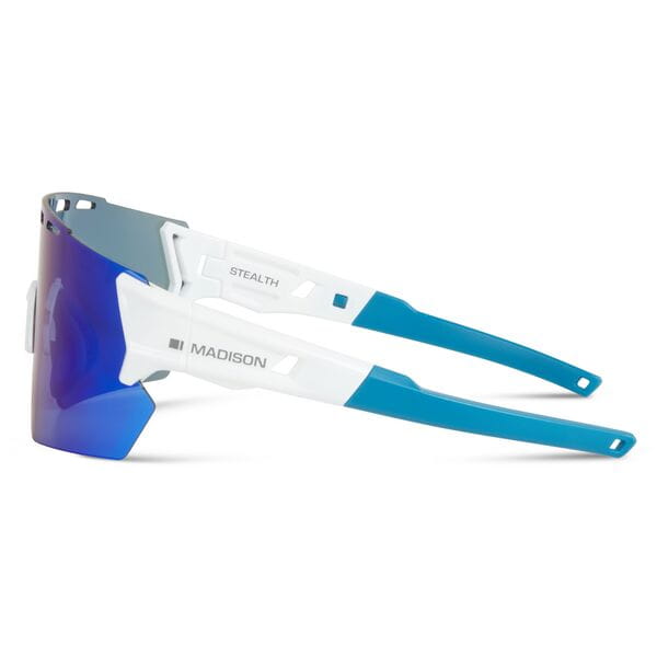 Stealth Gloss White Sunglasses - Blue Mirror Lens