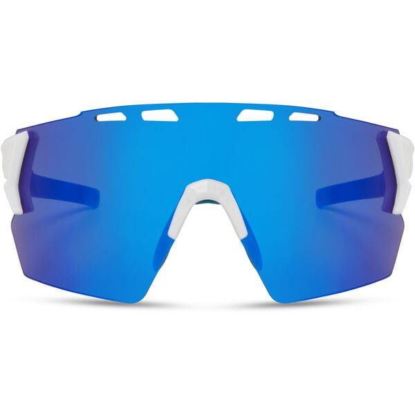 Stealth Gloss White Sunglasses - Blue Mirror Lens