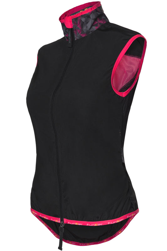 Funkier Cobina Ladies Windbreaker Gilet in Black/Pink X-Small