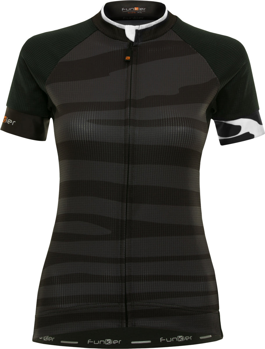 Funkier Prima Pro Ladies Short Sleeve Jersey in Black-Wave