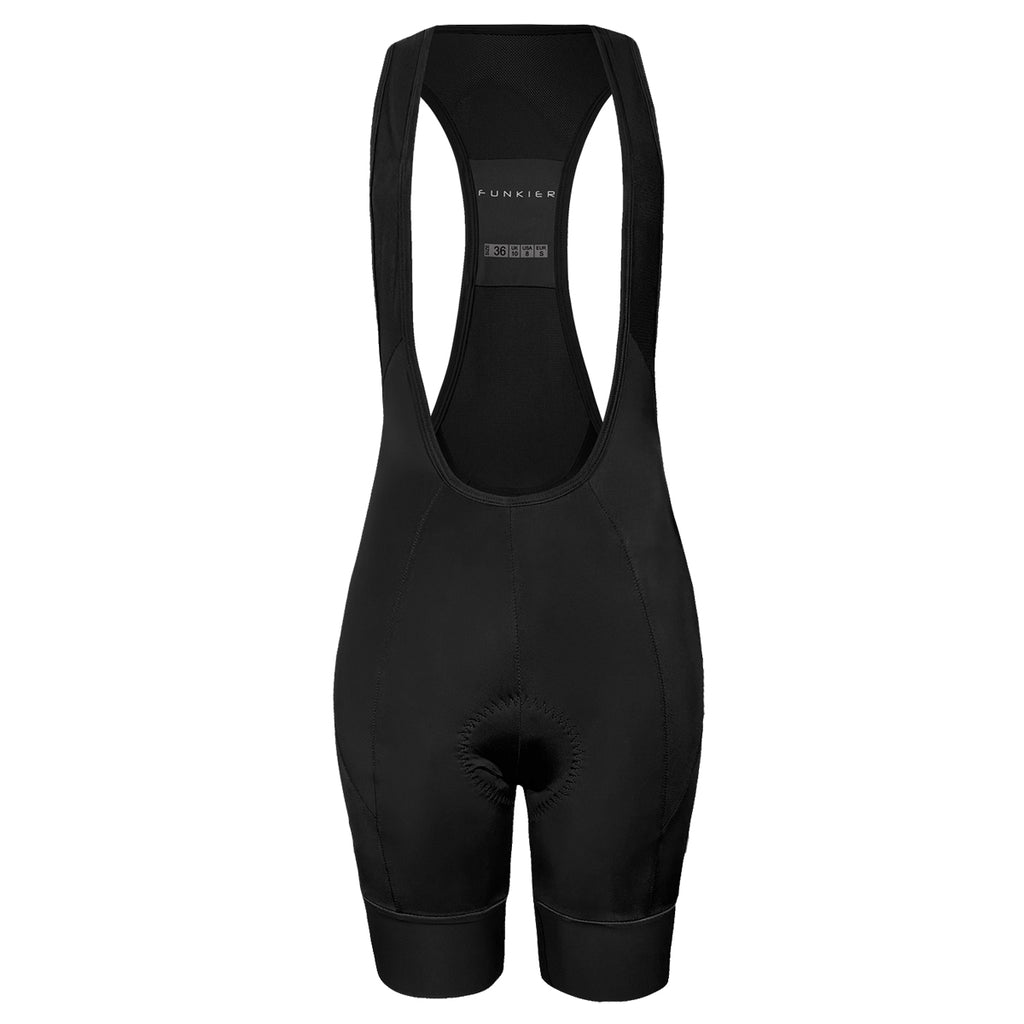 Funkier Ioza Ladies Pro Double Strap Bib Shorts in Black