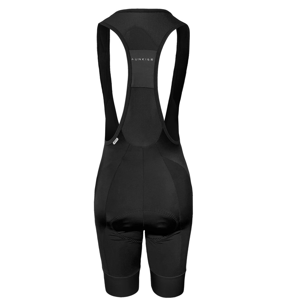 Funkier Ioza Ladies Pro Double Strap Bib Shorts in Black