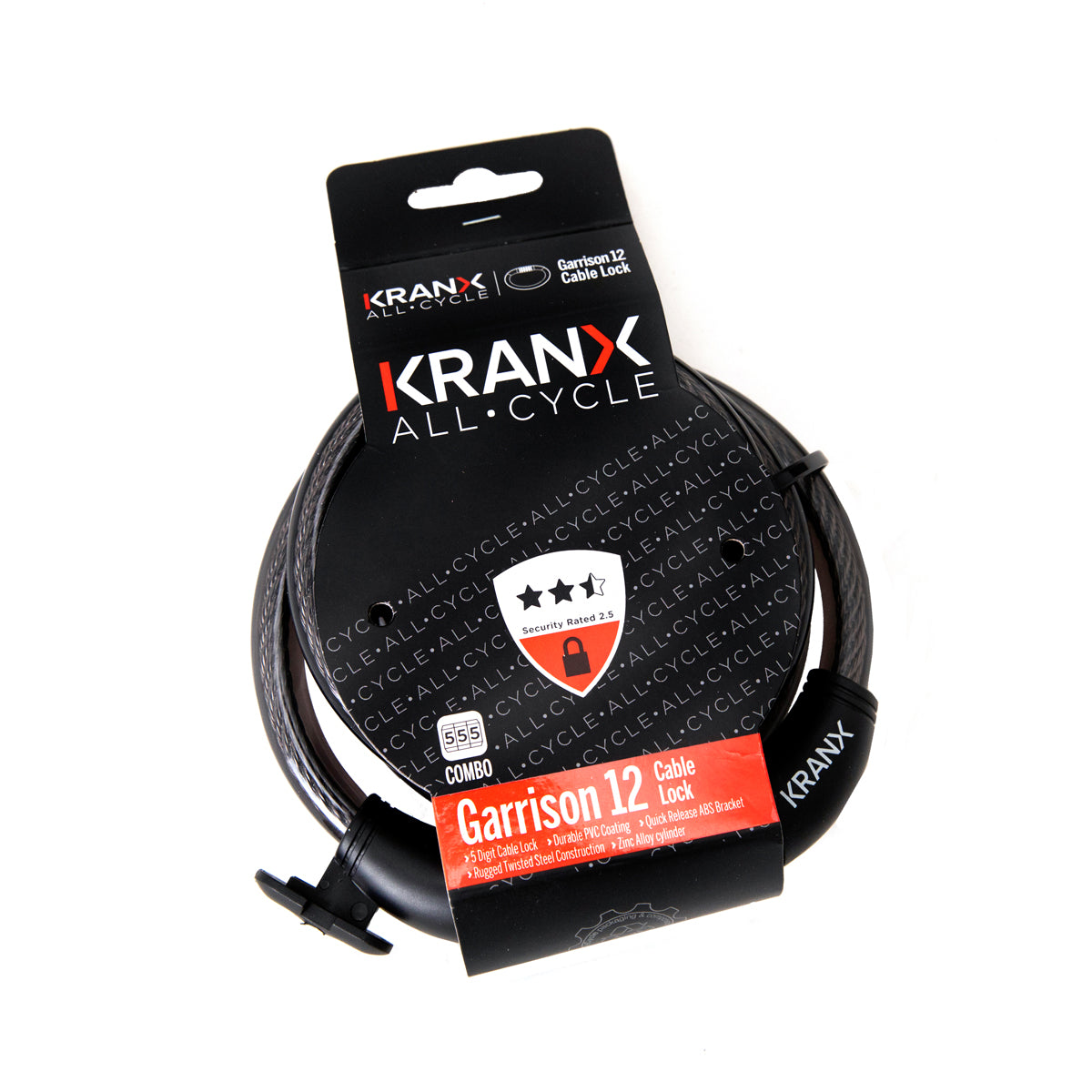 KranX Garrison 12mm x 1800mm Combination Cable Lock