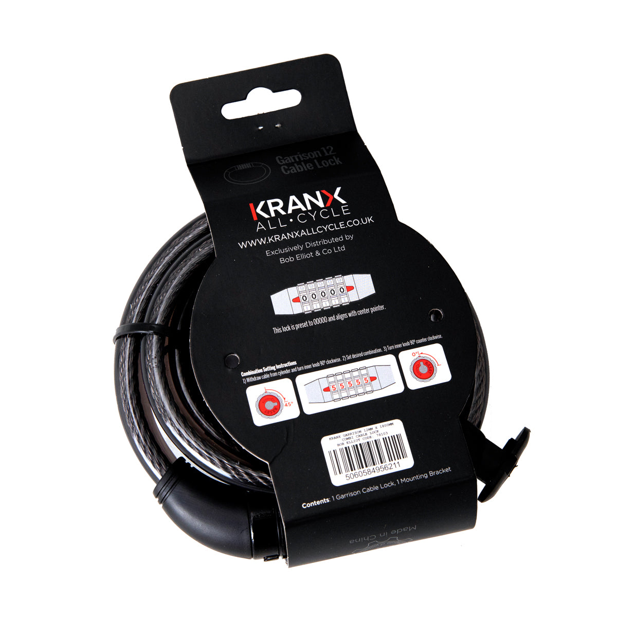 KranX Garrison 12mm x 1800mm Combination Cable Lock
