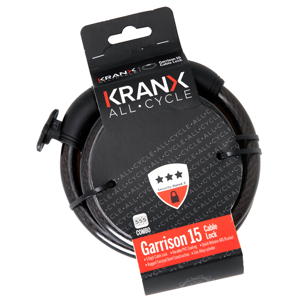 KranX Garrison 15mm x 1800mm Combination Cable Lock