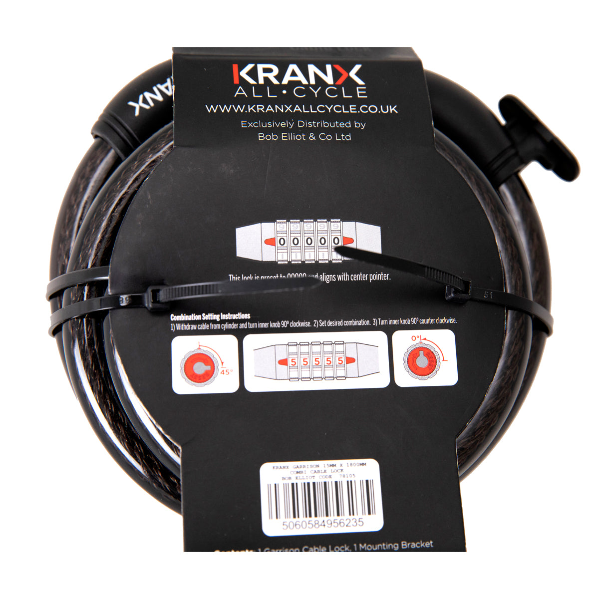 KranX Garrison 15mm x 1800mm Combination Cable Lock