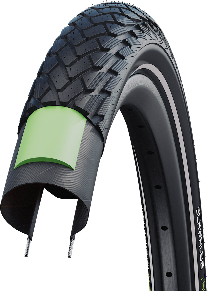 Schwalbe Green Marathon City/Touring Tyre In Black/Reflex (Wired)