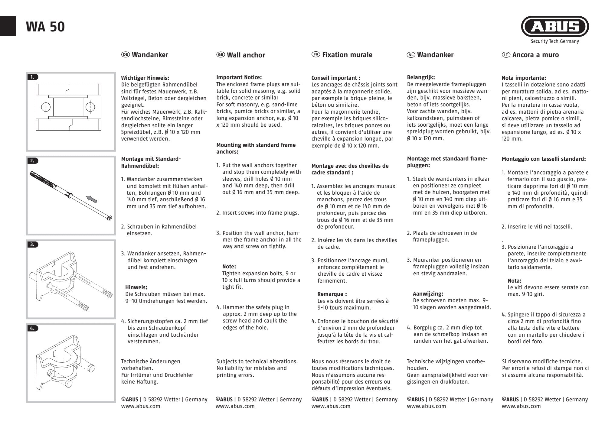 ABUS WA50 Wall Anchor