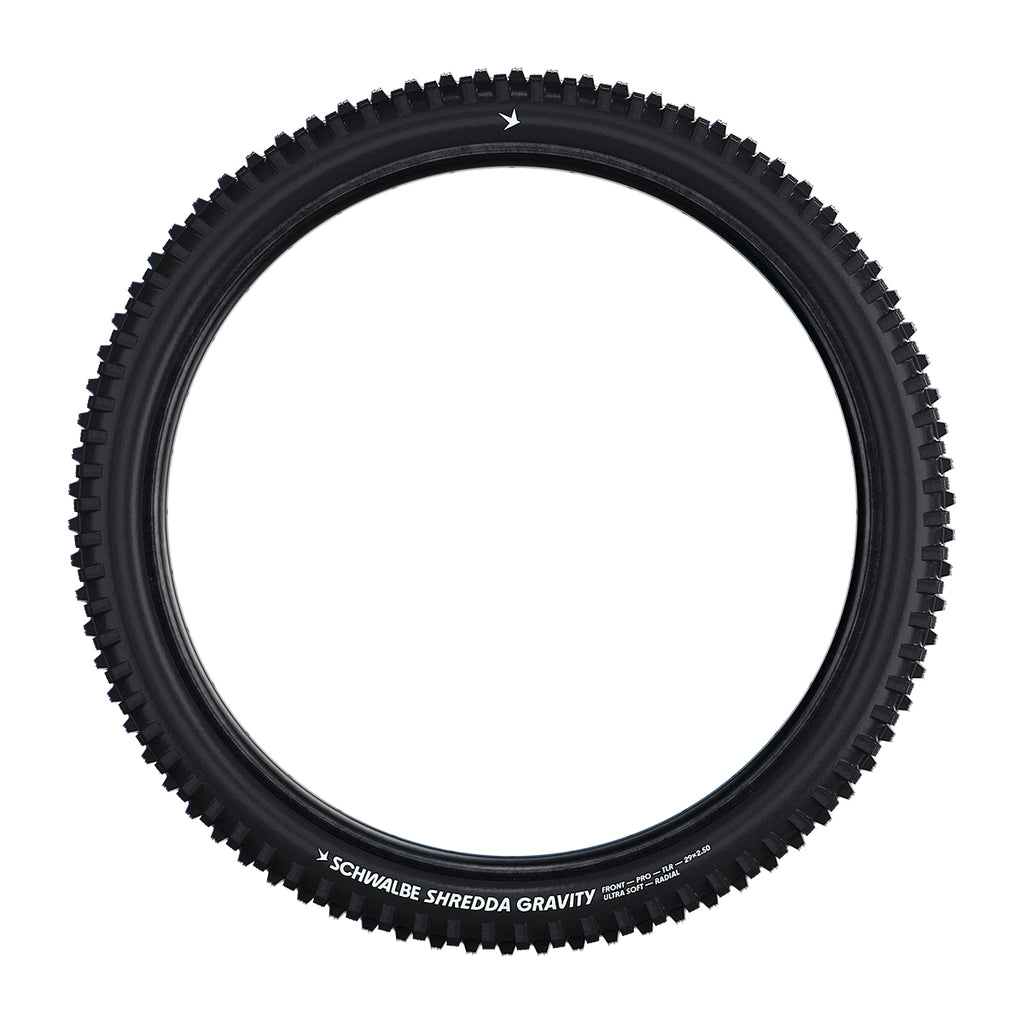 Schwalbe Shredda Radial Gravity Pro Ultra Soft MTB Tyre in Black 29 x 2.50" (Front) (Fold)