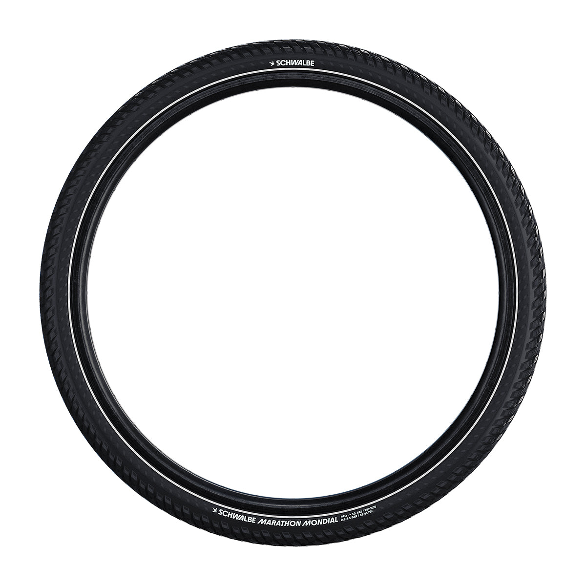 Schwalbe '25 Marathon Mondial DD V-Guard Touring Tyre in Black/Reflex (Folding)