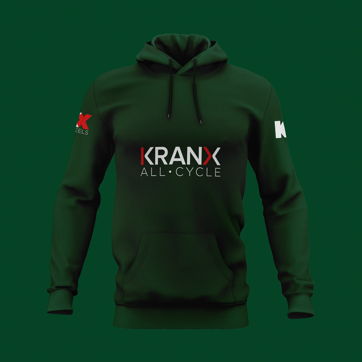 KranX Branded Gents Hoodie in Forest Green