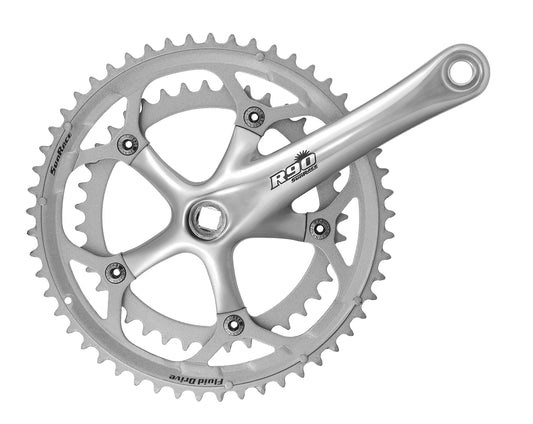 SunRace FCR96 - 9-Speed 50/34T Chainset 170mm Steel Rings in Silver