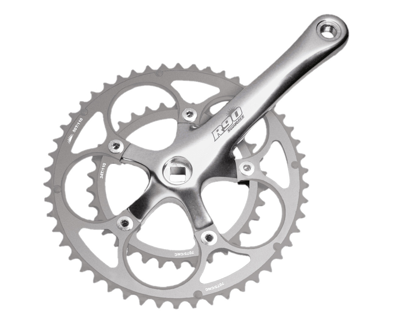 SunRace FCR9F - 9-Speed 50/34T Chainset 170mm Alloy Rings in Silver