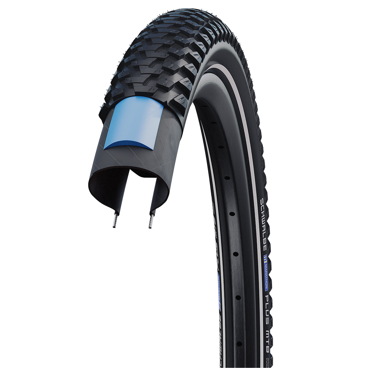 Schwalbe Marathon Plus MTB SmartGuard Tyre in Black/Reflex
