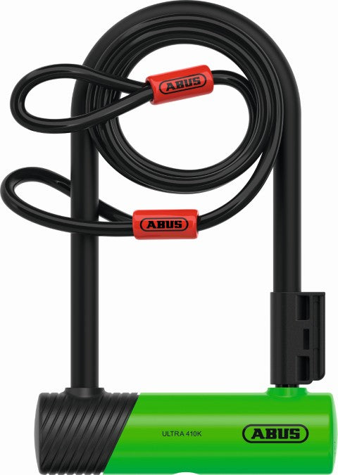 ABUS Ultra Mini Ultimate 410 U-Shackle Lock 180mm + 10/120 Cobra Cable (Silver Sold Secure)