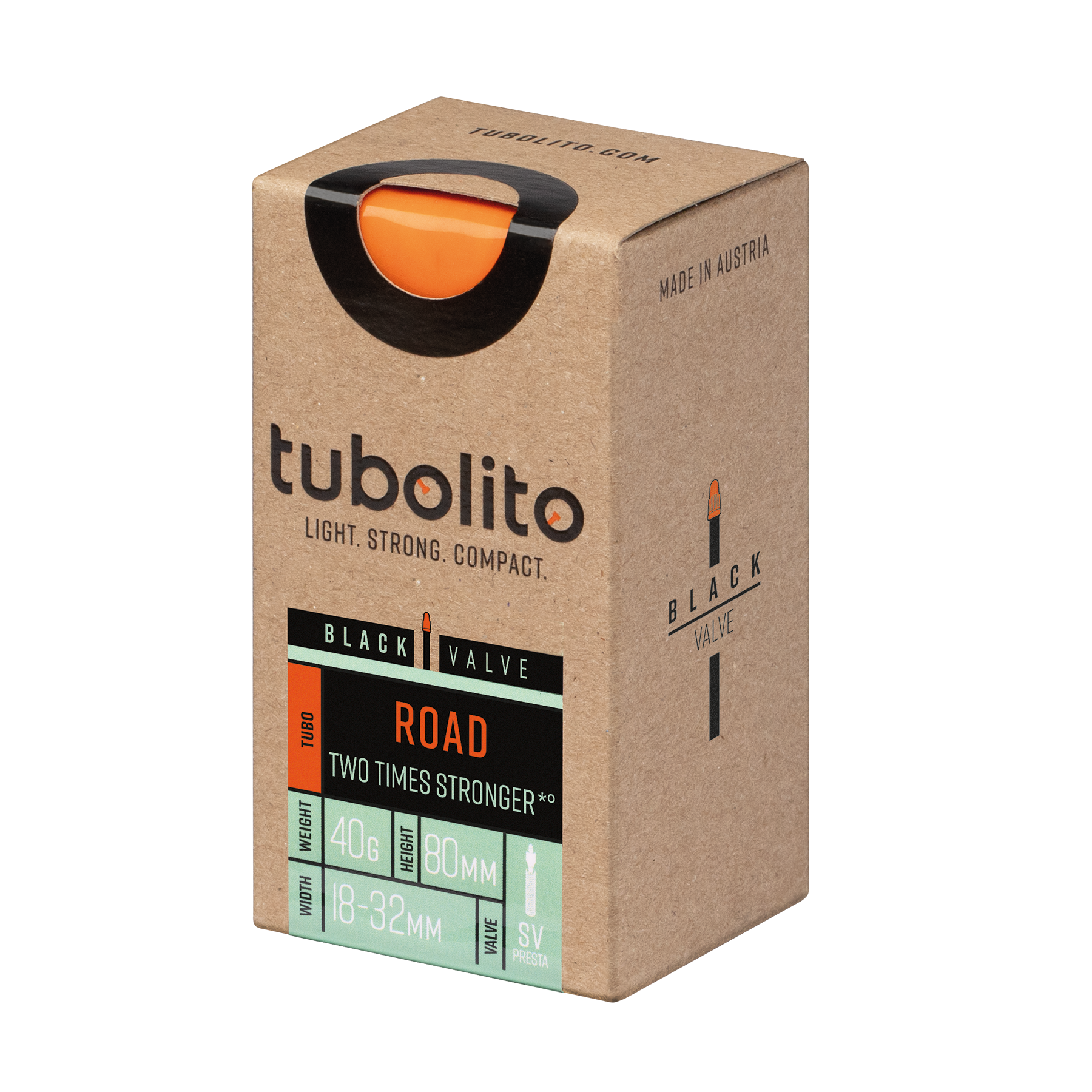 Tubolito Tubo 700C Road 80mm Presta Valve in Black (700 x 18-32mm)