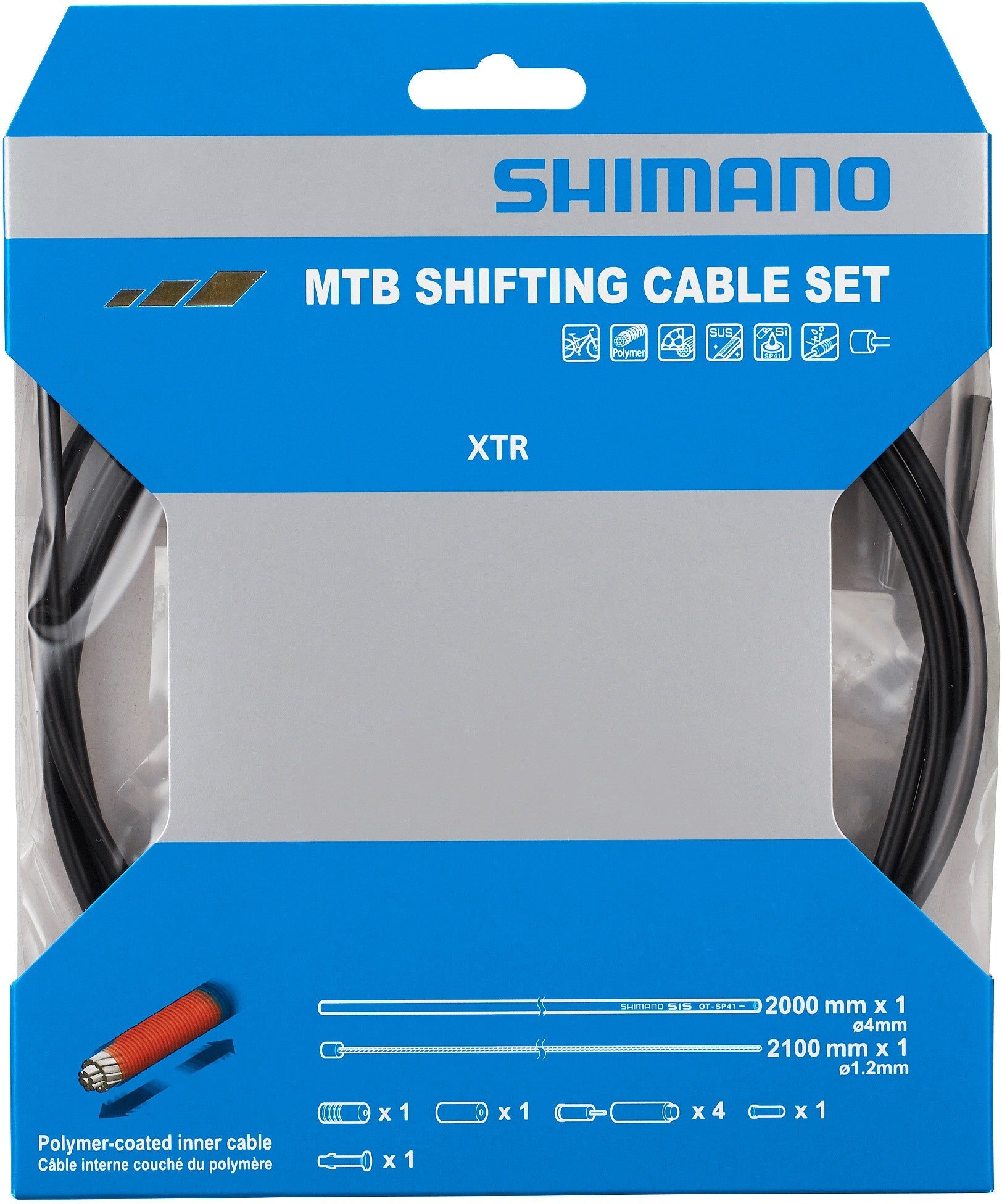Mtb Gear Cable Set For Rear Only, Polymer Coated Stainless Steel Inner, Black Shimano Spares