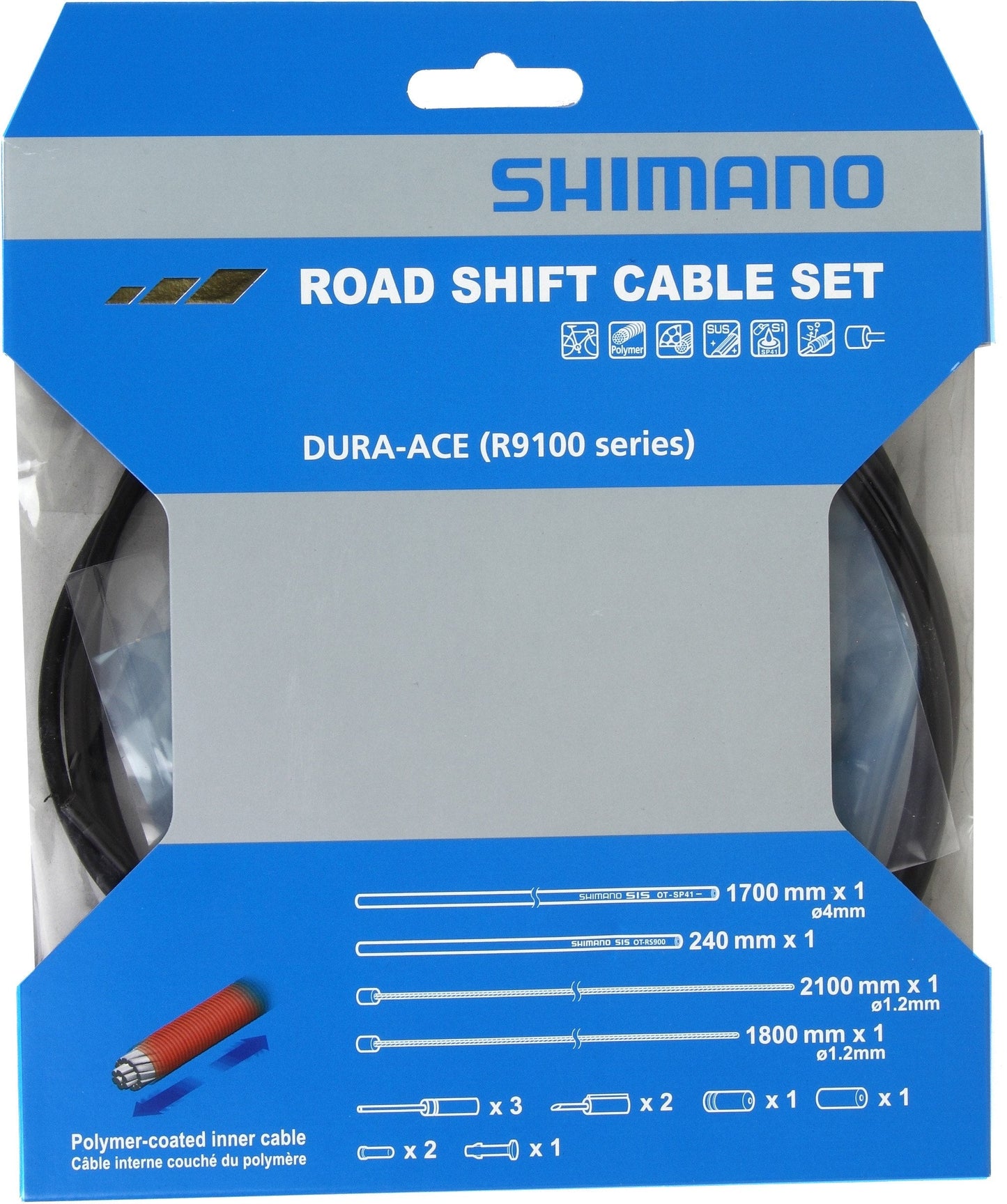 Rs900 Road Gear Cable Set, Polymer Coated Inners, Black Shimano Spares