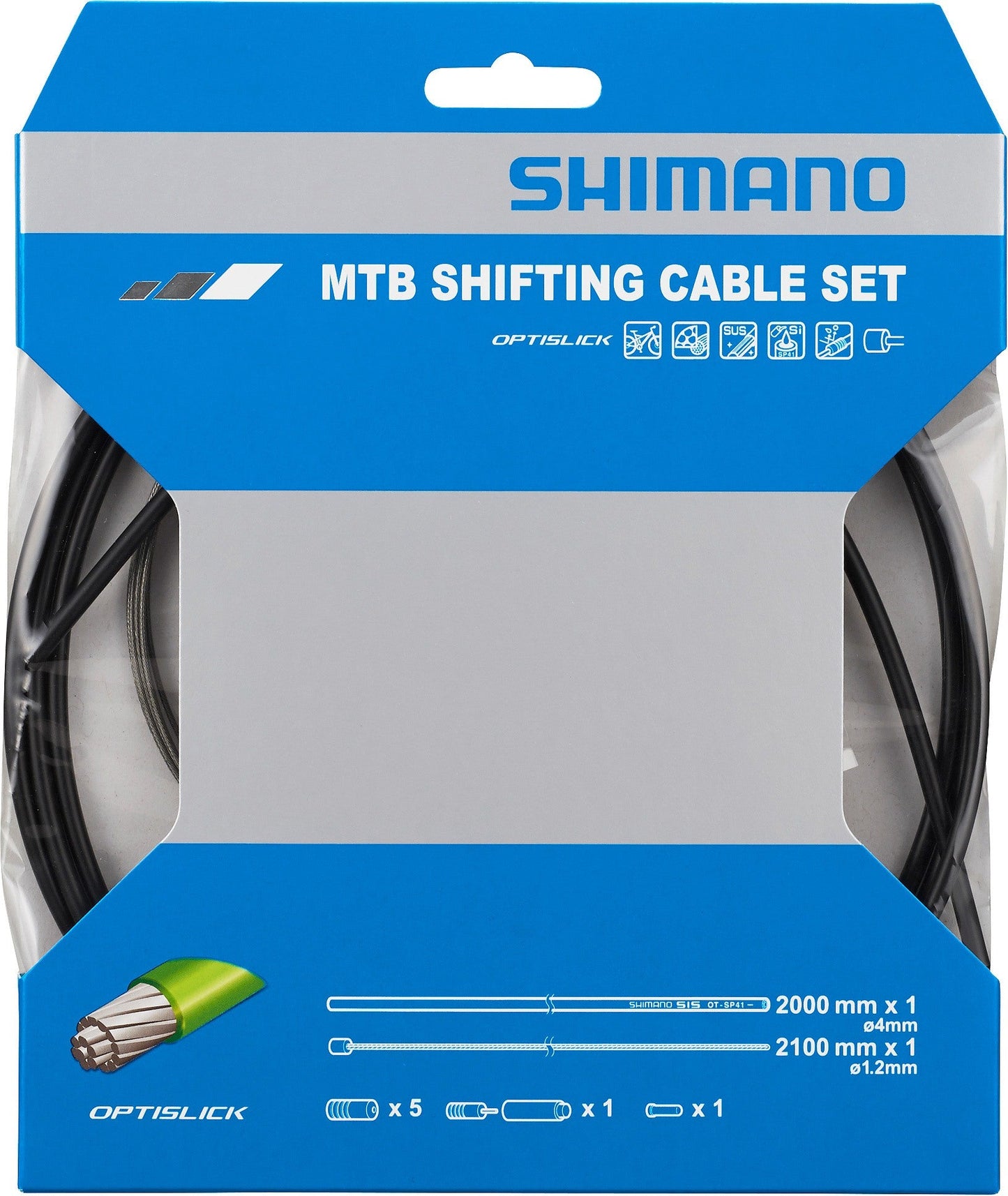 Mtb Gear Cable Set For Rear Only, Optislick Coated Stainless Steel Inners, Black Shimano Spares