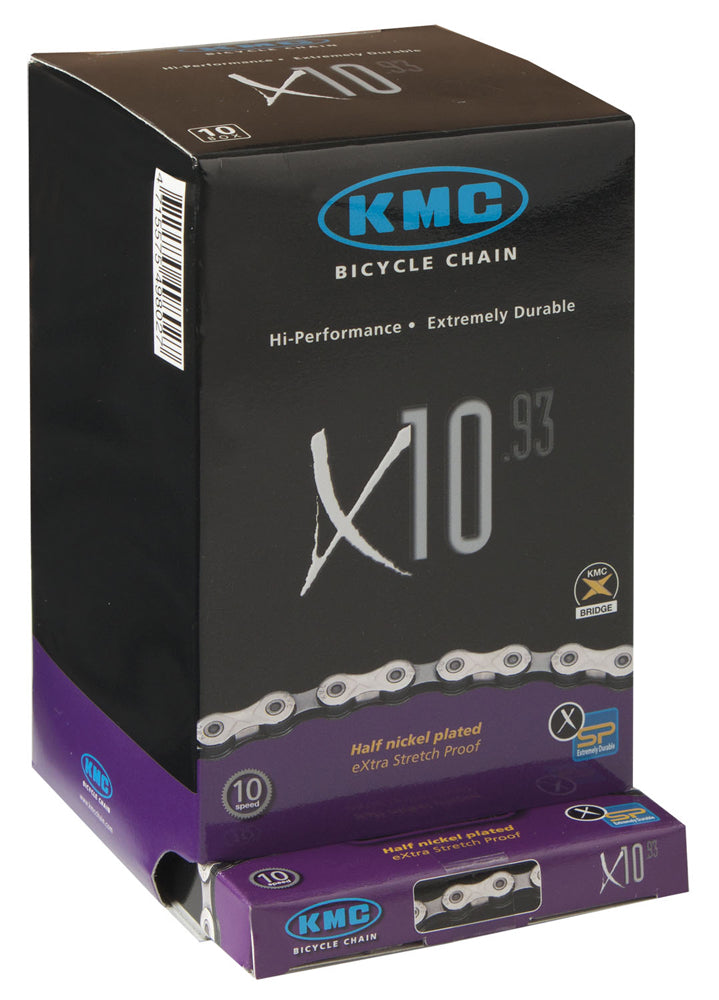 KMC X10 - 10 Speed Silver/Black Chain - Boxed